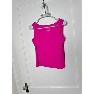 Talbots Stretch Weekend Tank Top Hot Pink Scoop Neck Lightweight Small Petite